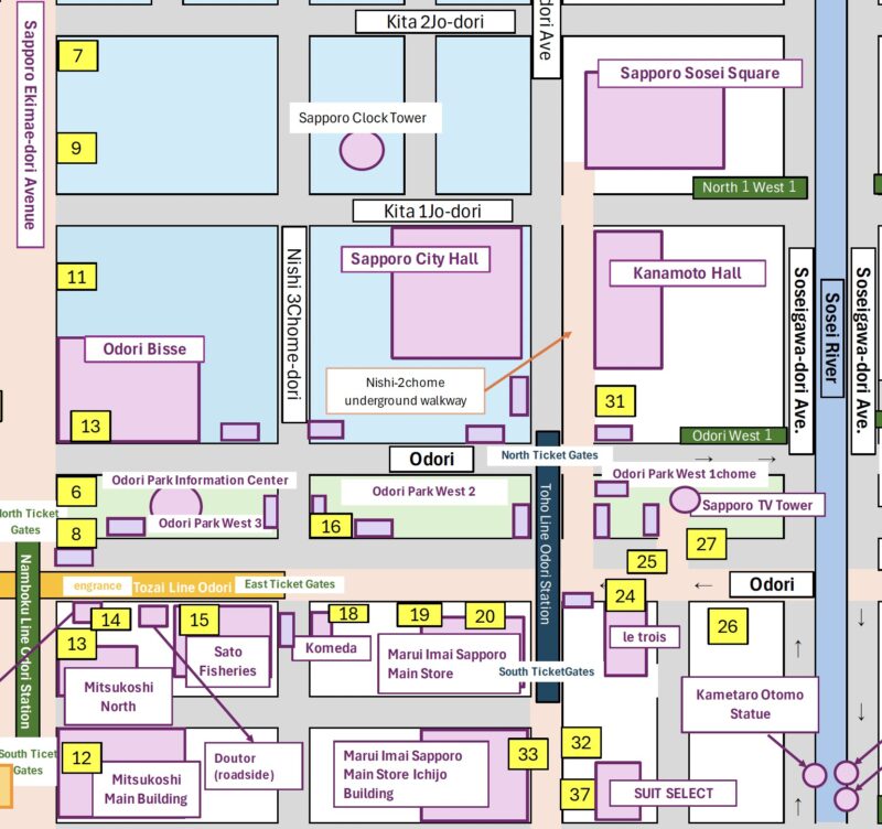 Sapporo Toho Line Odori Station Area Map