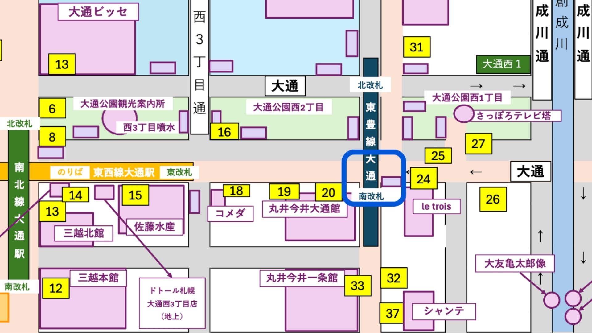 東豊線大通駅付近略図サムネイル