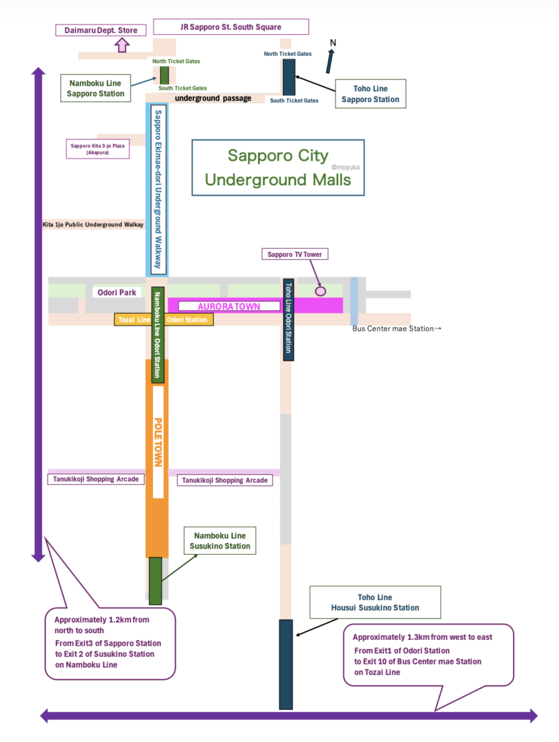 Sapporo Underground Malls Overview Map