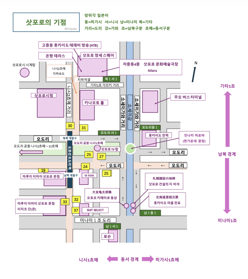 삿포로의 기점 주변 개략도