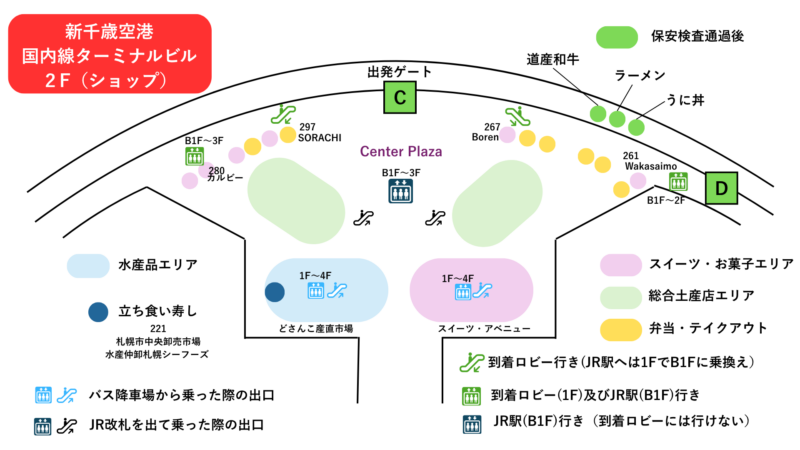 新千歳空港国内線ターミナルビル2階見取り図